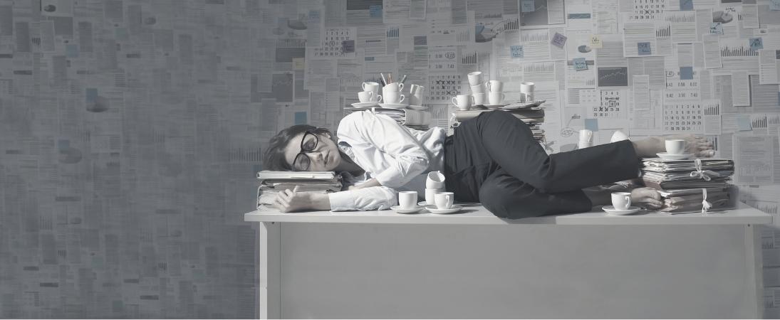 Women lack of personal brand motivation sleeping on desk