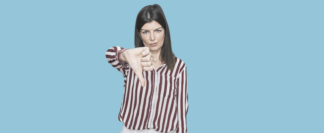 Woman's Brand Value As A Female Leader thumbs down